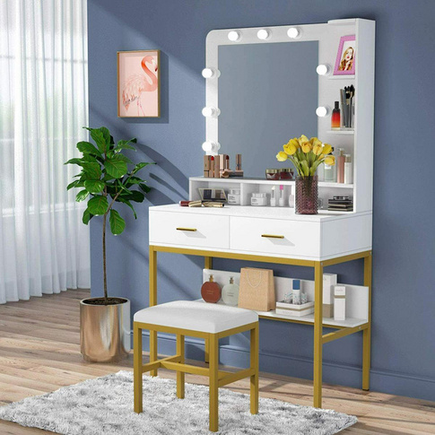 New Arrival Hot Sale Popular Modern Bedroom Furniture LED Light Make Up Table Dressing Table Dresser With Mirror And Lights