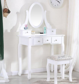 Long Large Mirror Dressing Solid Wooden Vanity Table