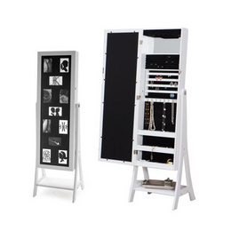 Long White Wooden Floor Jewelry Drawer Cabinet