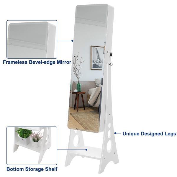 New Design Popular White Mirror Jewelry Armoire