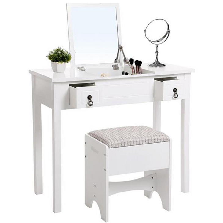 Modern bedroom vanity table dresser with mirror for girl