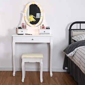 Professional Mirror Bedroom Furniture Wood Vanity Makeup Table