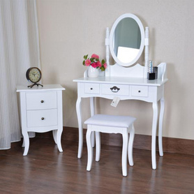 Antique Mirror Wooden Bedroom White Modern Dressing Table