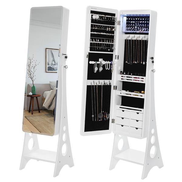 New Design Popular White Mirror Jewelry Armoire