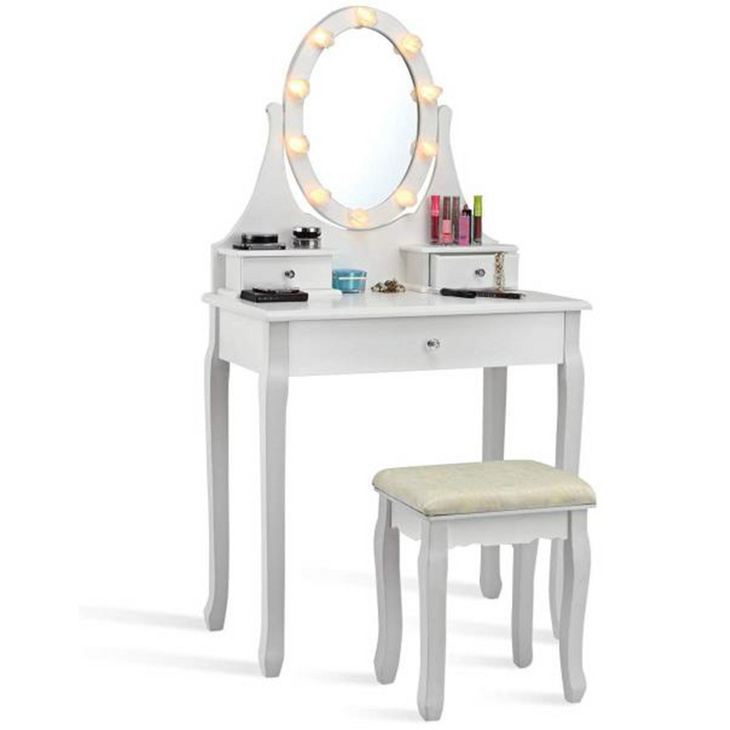 Professional Mirror Bedroom Furniture Wood Vanity Makeup Table