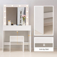 Modern White Led Vanity Dressing Table And Stool Set