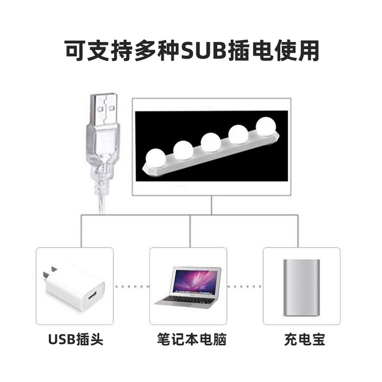 LED家用镜前多色铝合金补光灯泡