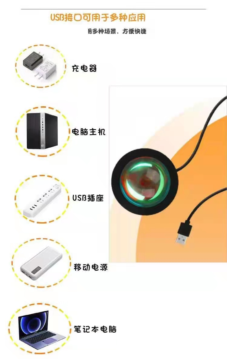 LED家用客厅氛围三角支架日落灯