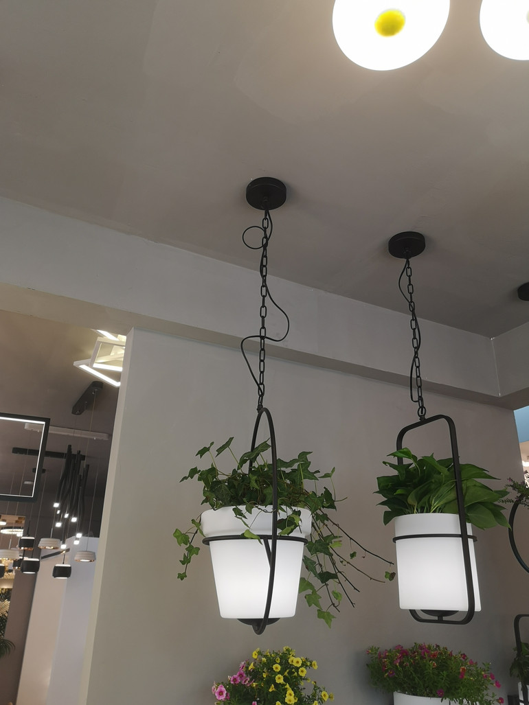 LED现代简约几何铁艺植物花盆吊灯