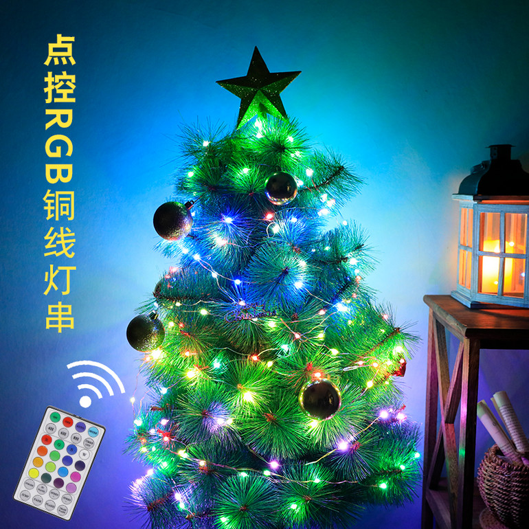 点控RGB七彩同步装饰景观圣诞树灯