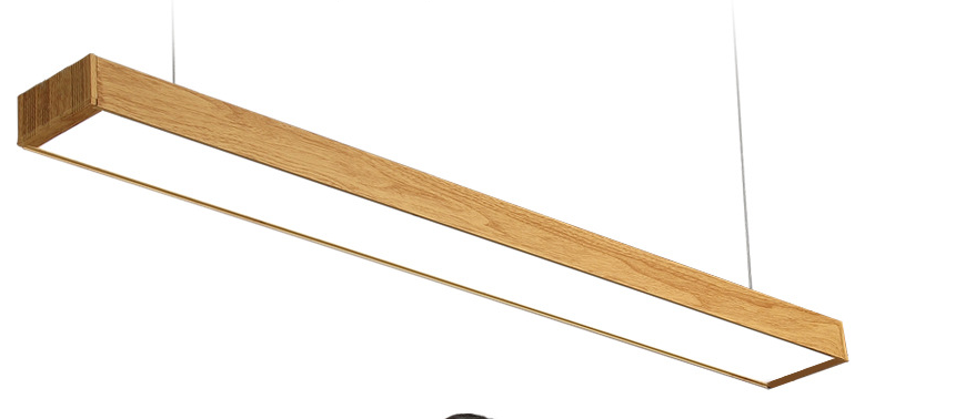 LED办公室简约长条棕色边框吊顶灯