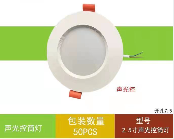 LED室内家用简约2.5寸声光控筒灯