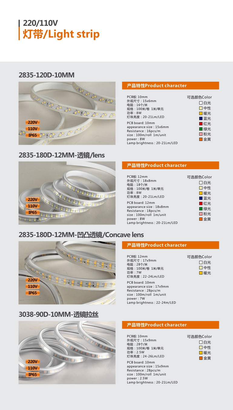 LED120灯10毫米多颜色室内外灯带