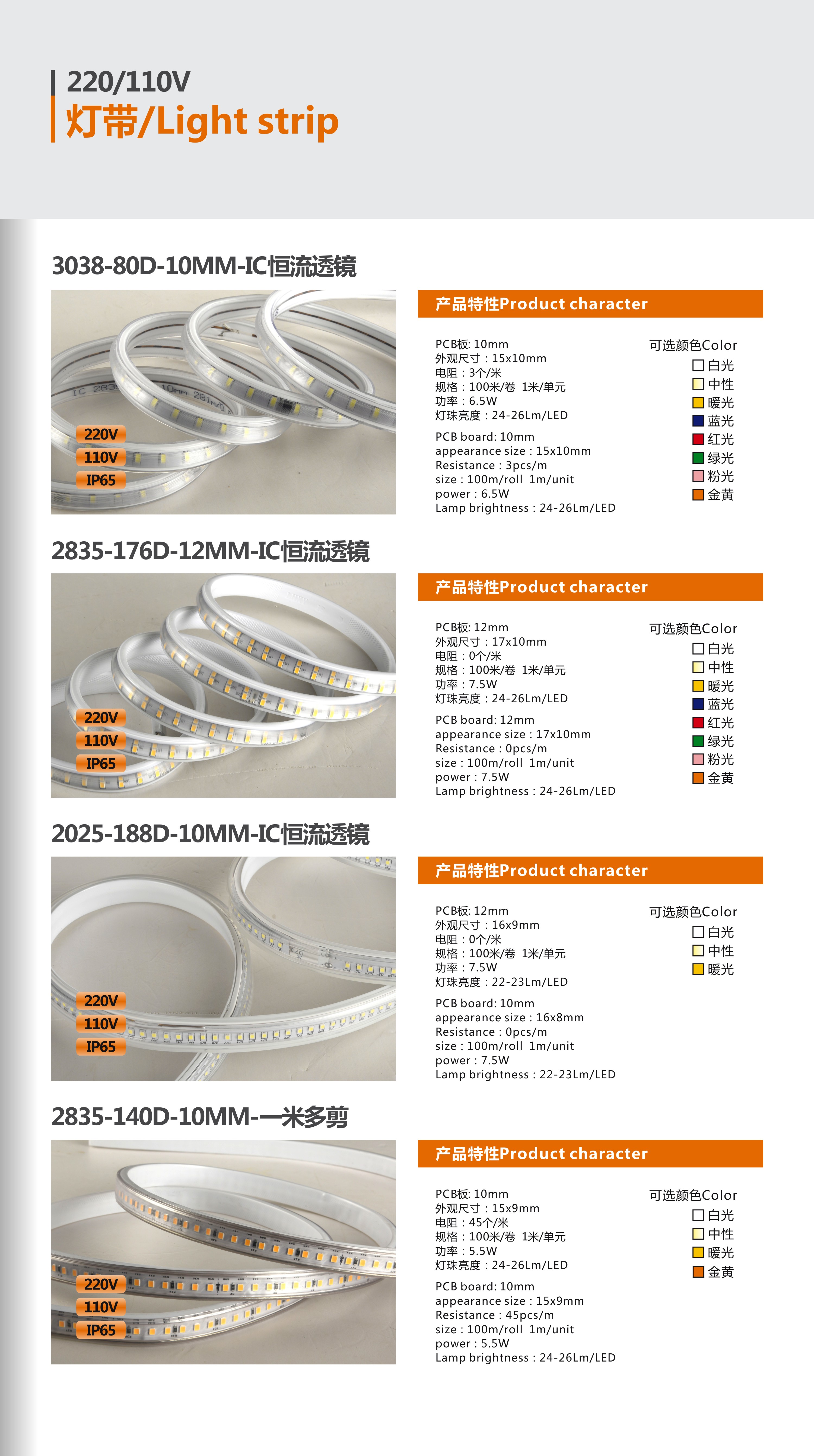 LED多规格多款式IC恒流透镜款灯带