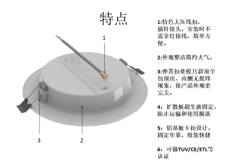 室内LED嵌入式外观整洁简约圆形筒灯