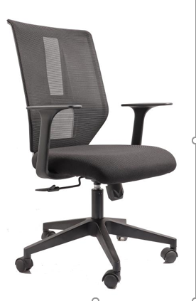 J129B Modern black five-wheel backrest office chair