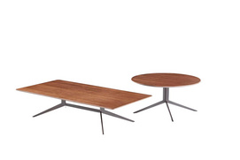 New design  living room MDF with oak veneer metal legs modern round coffee table