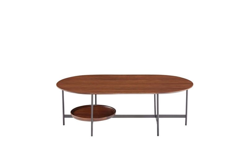 Nordic Modern Living Room Furniture Oval Wood Mdf Coffee Tabl With Metal Leg
