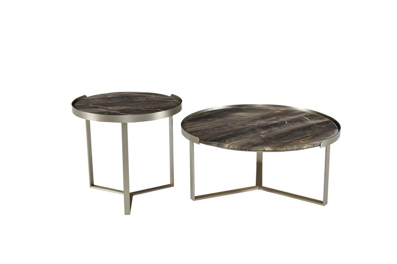 modern luxury style round marble top coffee tbale sets with metal legs for living room furniture