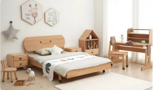 European beech + North American walnut children's bed