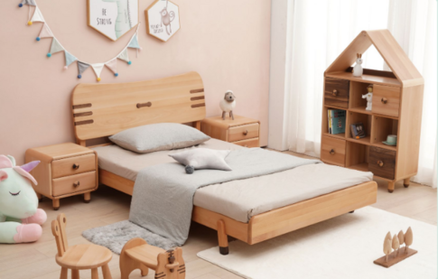 European beech + North American walnut children's bed