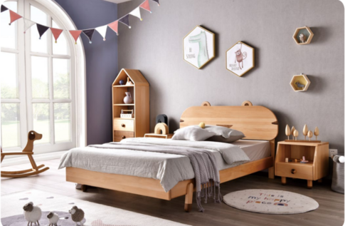 European beech + North American walnut children's bed