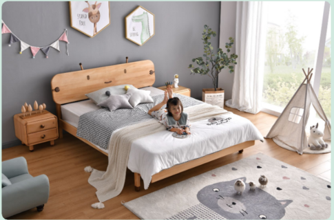 European beech + North American walnut children's bed