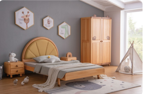 European beech + North American walnut children's bed