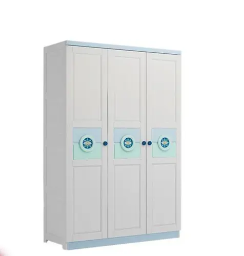 All solid wood children's wash white color wardrobe