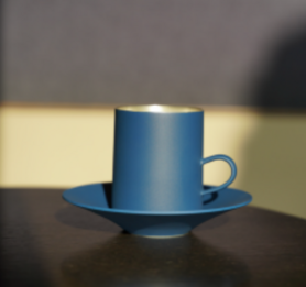 斗笠托盘咖啡杯-深蓝