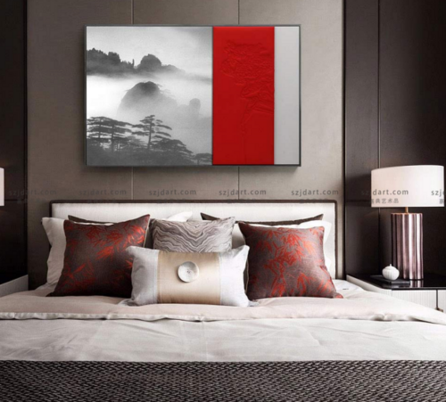 铝合金画框 皮雕手绘装置画
