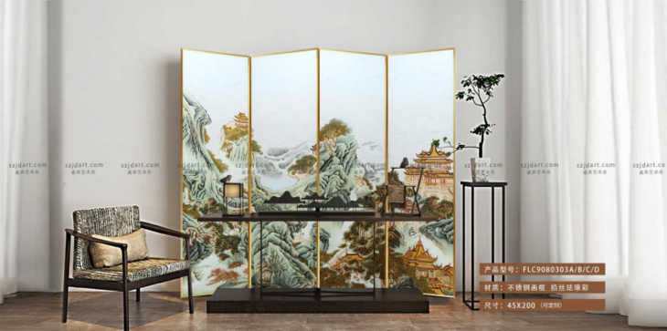 不锈钢画框 掐丝珐琅彩