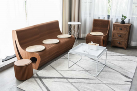 现代可折叠拉伸逗号造型纸沙发2+1组合