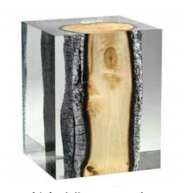 透明树脂杉木碳化方凳