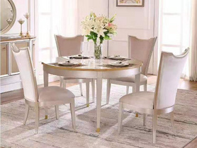现代美式简美圆形餐桌4人桌