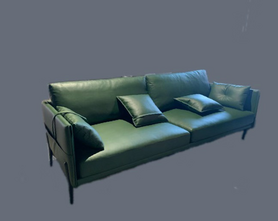 意式现代沙发真皮双人位绿色