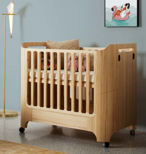 Solid wood baby bed removable