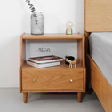 LESS床头柜简约实木床头柜樱桃木黑胡桃小户型现代北欧边柜
