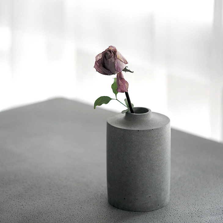觉一FONE 清水混凝土清新花瓶摆件简约日式客厅家居饰品插花花器