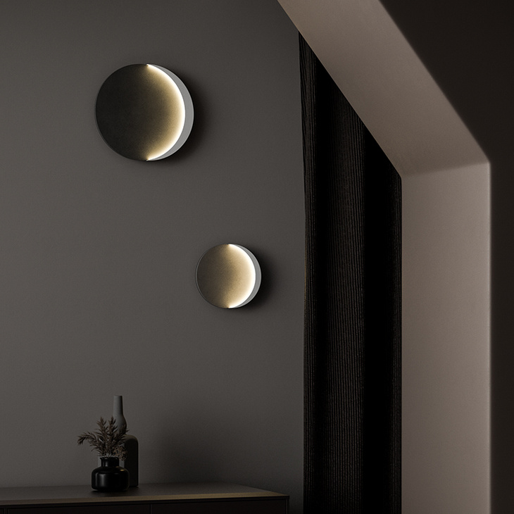 觉一现代简约床头灯壁灯客厅卧室创意个性背景墙月亮水泥过道灯具