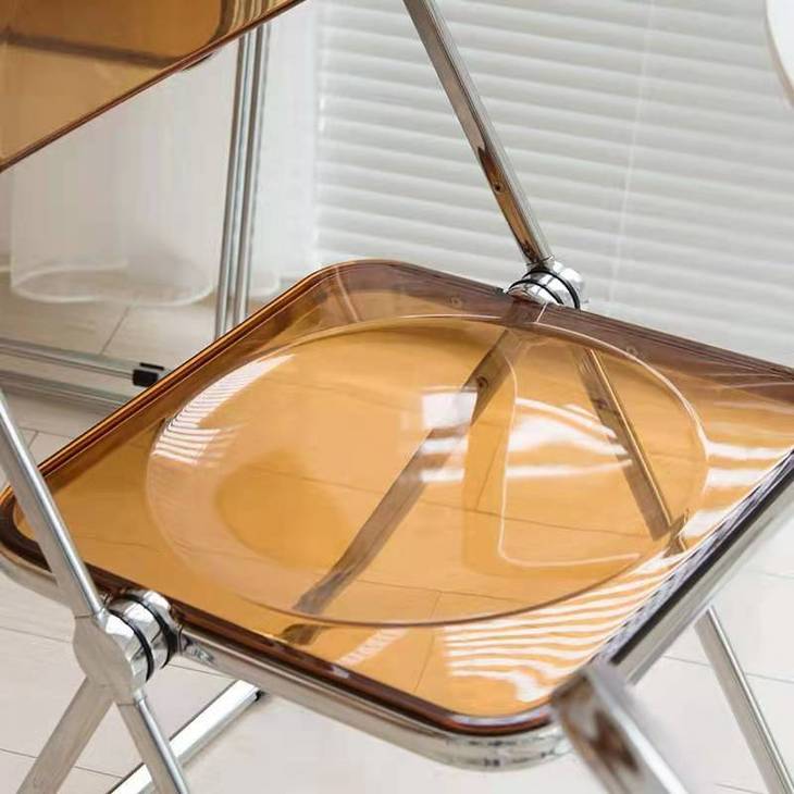 透明椅子简约塑料水晶靠背网红化妆椅亚克力ins北欧折叠餐椅