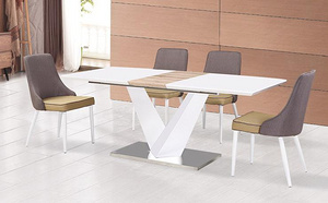 简约设计白色可拉伸板式餐桌