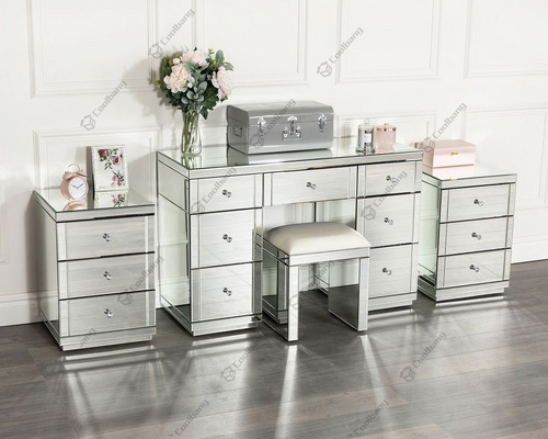 mirrored dressing table set 梳妆台 床头柜