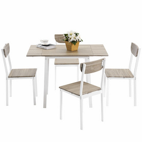 餐桌现代简约1.5圆桌伸缩折叠实木饭桌圆形 岩板餐桌椅组合