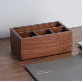 三思工房 日式木质桌面多功能收纳盒