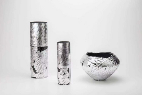 大漆银箔花器