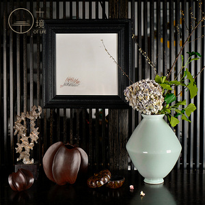 十境otlife新中式创意陶瓷花器月亮罐石狮子烛台铜桃首饰盒摆件