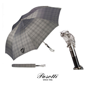 意大利进口Pasotti手工雨伞猫头鹰格纹款折叠伞葩莎帝礼品绅士伞