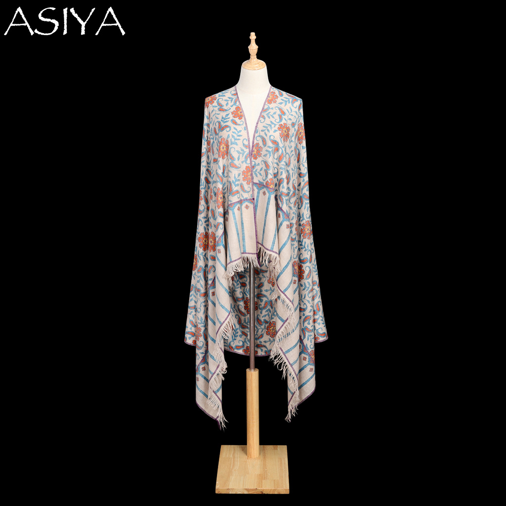 【烟光薄】阿夕娅asiya克什米尔雪山羊绒手工kani卡尼披肩臻纯