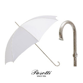Pasotti意大利进口手工晴雨伞白色公主伞水晶珍珠婚伞双层布礼品